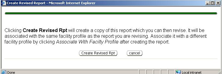 Create Revised Report Popup